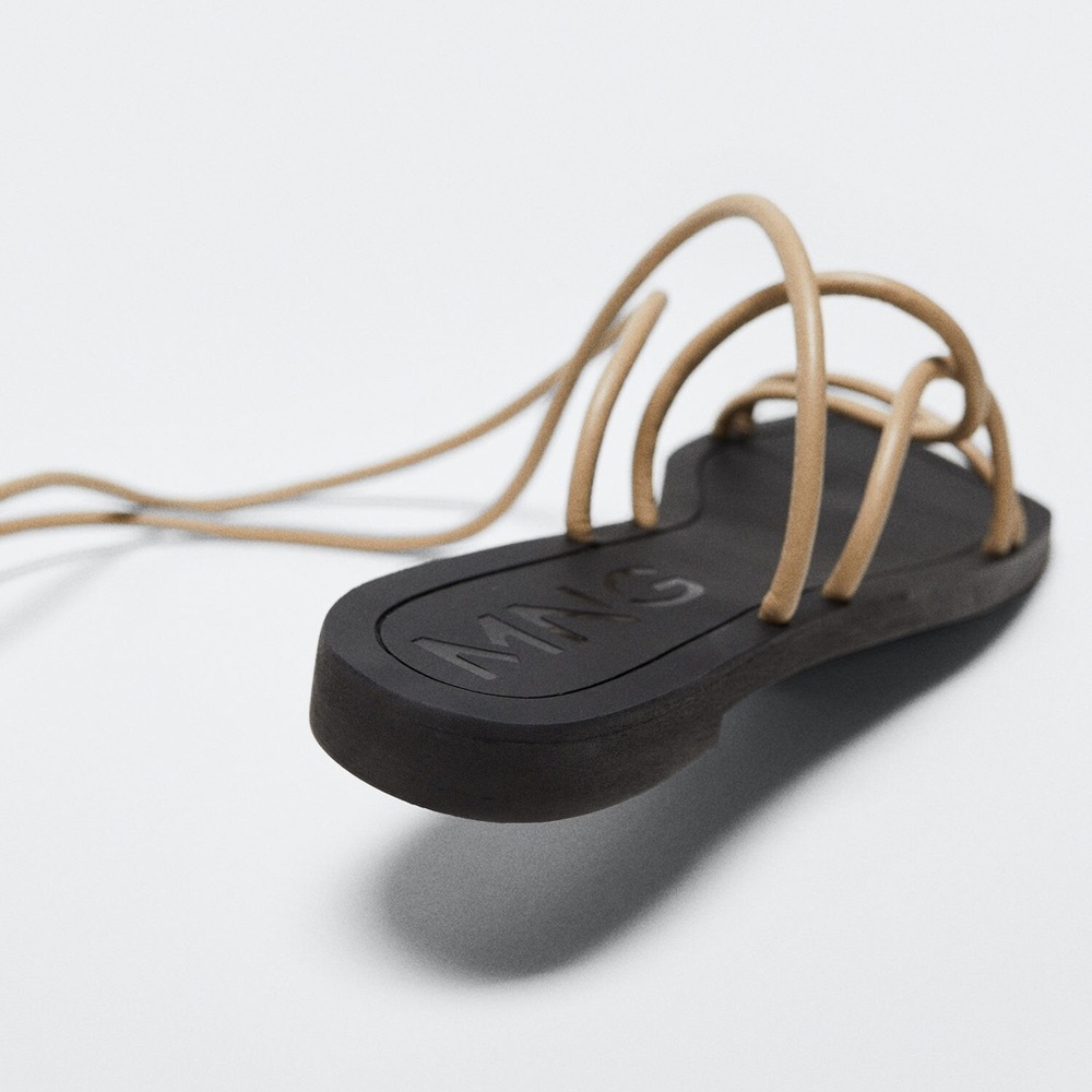 Mango lace up, flat sandals, size 9. Suns small.